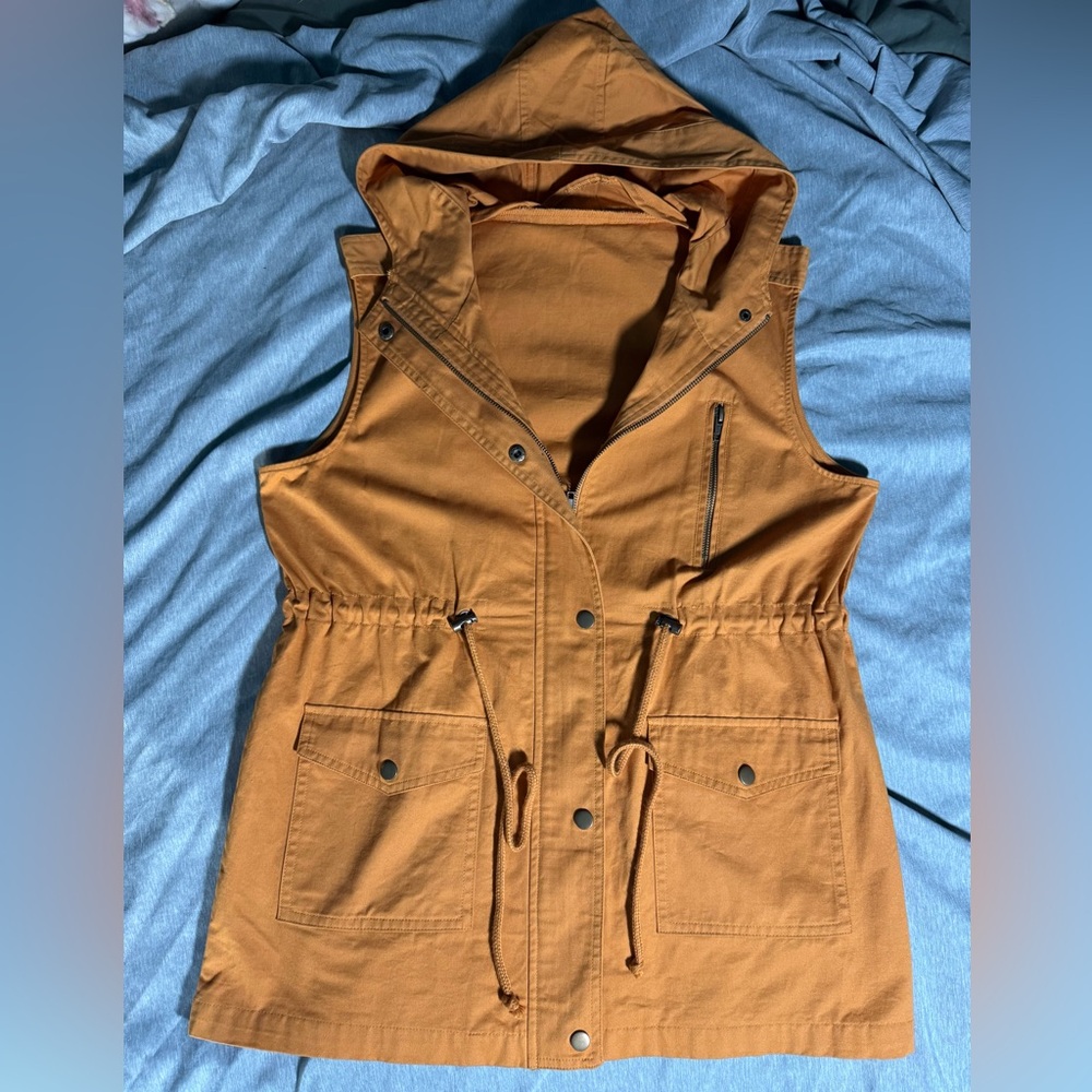Zara Zenana Outfitters Marigold Hooded Women's Utility Vest- Size Medium - Picture 9 of 10